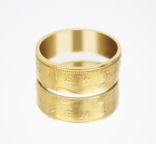 CoinsRingsUkraine Gold Coin Ring Great Britain 2 pence Elizabeth-II 2004 18k gold plated ring