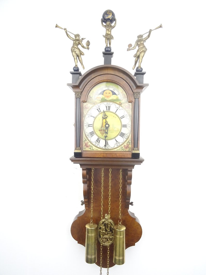 Antique Vintage Friesian Dutch Wall Clock 8 day (Warmink Wuba era) - Clocks - Wood Brown