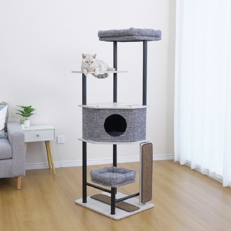 【美國Petpals】現代簡約工業風-5層跳台 - 貓跳台/貓抓板 - 其他金屬 灰色
