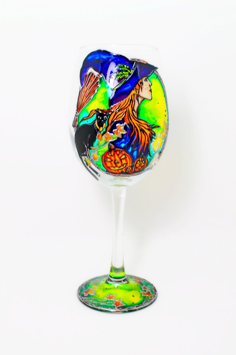 Halloween Witch Glass of Wine Halloween decor Halloween glassware Witch&#x27;s drink