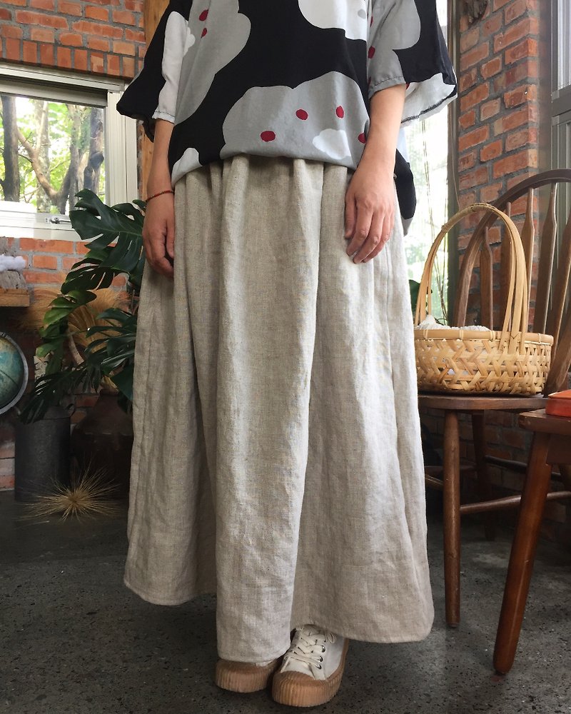 Thick Yulu Linen Long Skirt - Skirts - Cotton & Hemp Gold