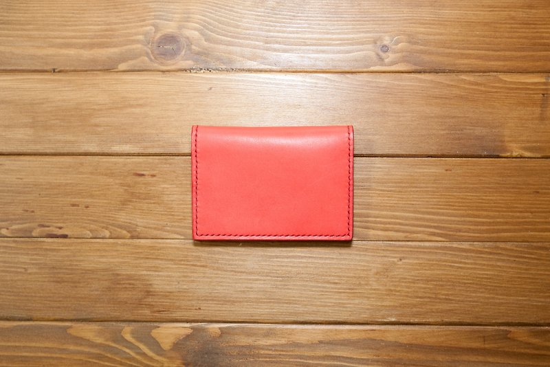 Dreamstation Leather Institute, vegetable tanned leather business card holder, document holder, card holder - ที่เก็บนามบัตร - หนังแท้ สีแดง