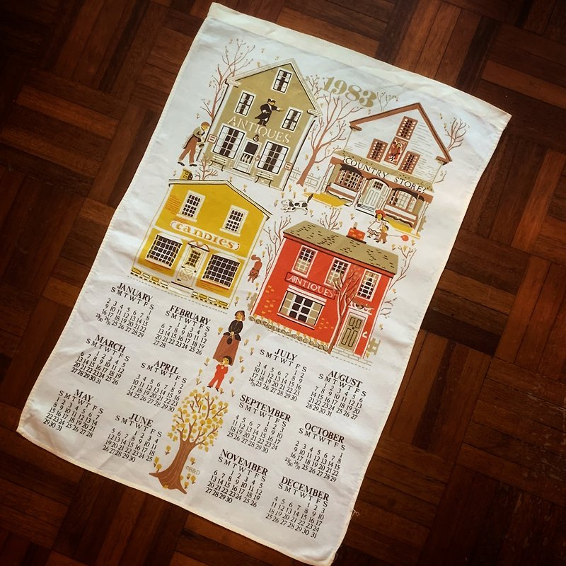 1983 美國早期布面月曆 Antique house - 牆貼/牆身裝飾 - 棉．麻 多色