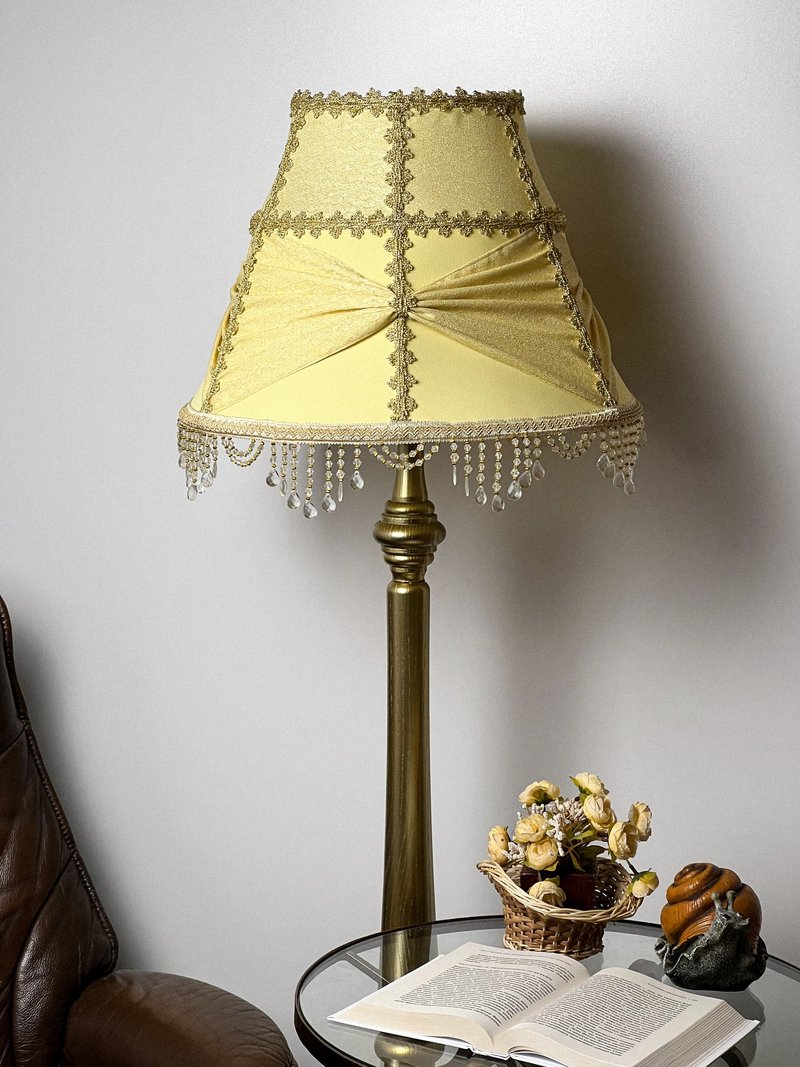 Victorian lampshade lemon-beige shade with an ornament - Lighting - Other Materials Yellow