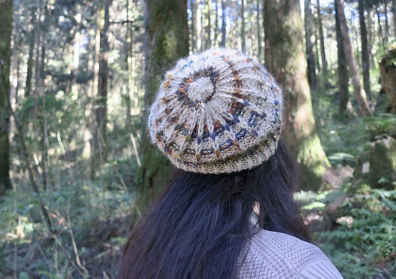手編みのウールの帽子-キノコのウールの帽子/ニット帽/森の色のチケット - 帽子 - その他の素材 ホワイト