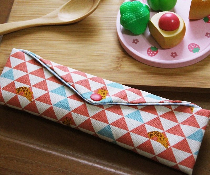 文青風環保筷袋~恬靜的午后 手工雙面 吸水交換禮物 - 收納箱/收納用品 - 棉．麻 粉紅色