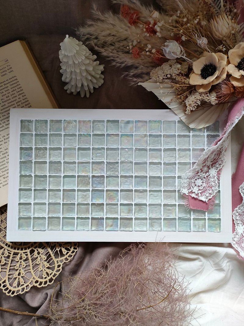 glass tile tray - Earrings & Clip-ons - Glass White