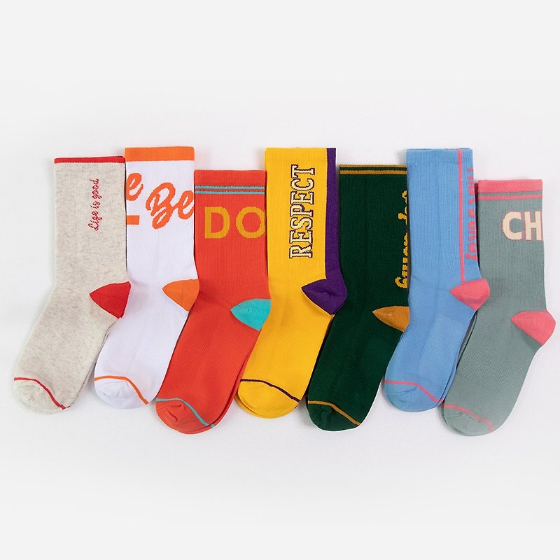 [WARX Antibacterial and Deodorant Socks] Thin Socks | Slogan Tall Socks (7 styles in total) - ถุงเท้า - ผ้าฝ้าย/ผ้าลินิน 