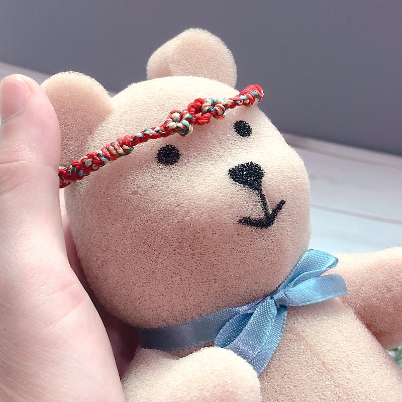 ::Bao Ping'an Flower Bracelet:: Drawstring / Wax Line / Parent-Child Bracelet / Customized - สร้อยข้อมือ - วัสดุอื่นๆ สีแดง