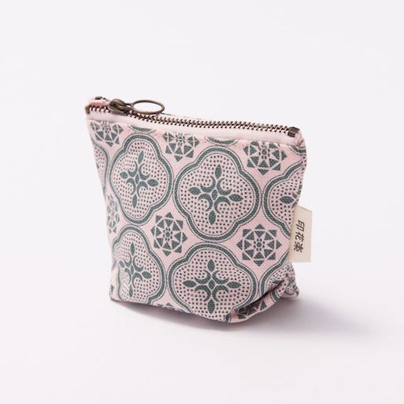 Coin purse / sea impression / glass sea bream / light pink gray green - กระเป๋าใส่เหรียญ - ผ้าฝ้าย/ผ้าลินิน สึชมพู