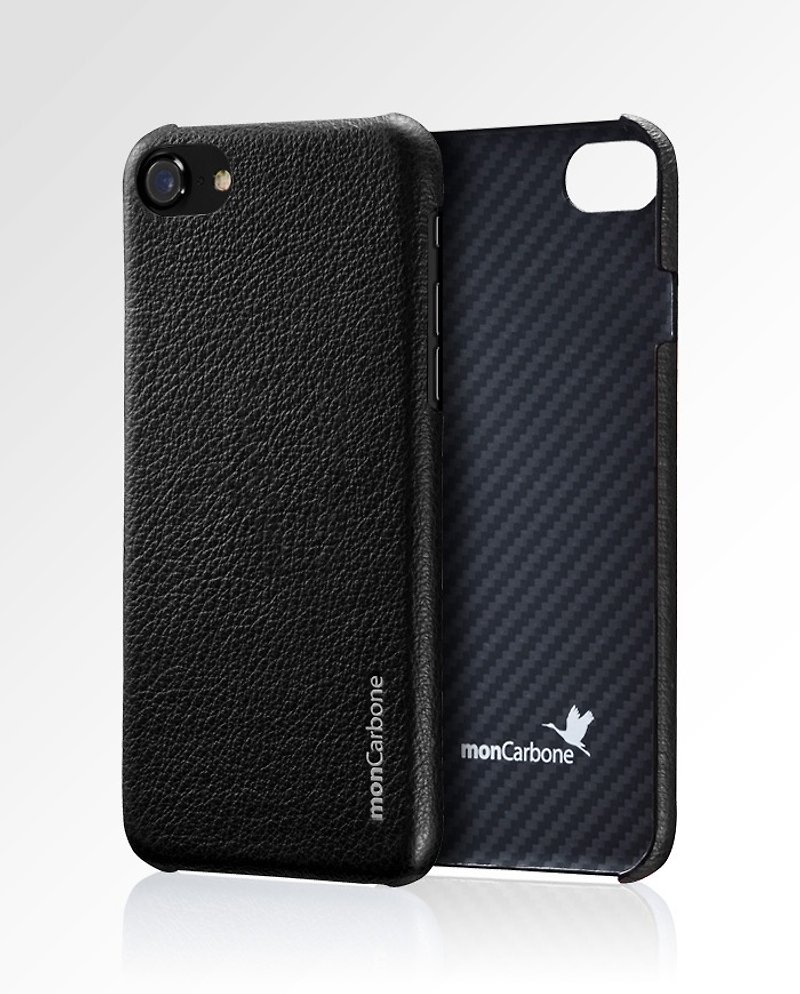 HOVERSKIN 防彈纖維結合義大利‭ ‬Napa‭ ‬皮革奢華風手機殼 for iPhone 8 / 7 - 黑 - 手機殼/手機套 - 真皮 黑色