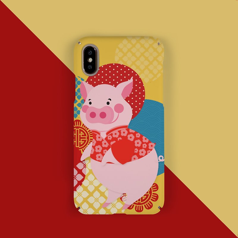 【โปร11.11 】Chinese Art - Pig Phone case - Phone Cases - Plastic Red