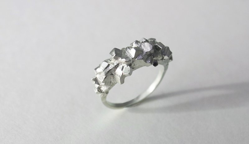 礦石結晶系列-純銀方晶戒指 - 戒指 - 純銀 銀色