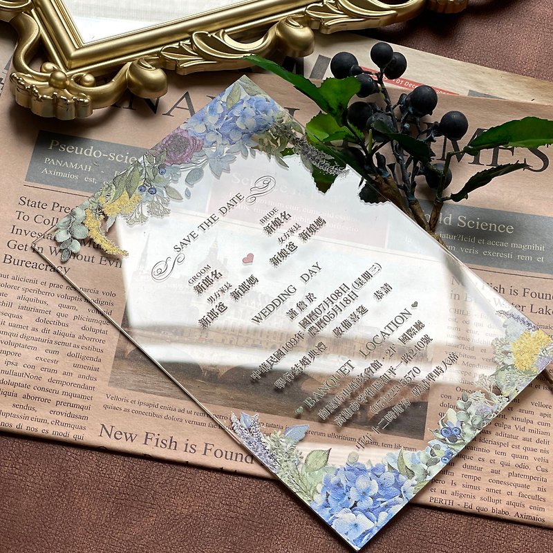 Acrylic wedding invitation. Transparent wedding card. American wedding invitation. Postcard greeting card - Cards & Postcards - Other Materials 