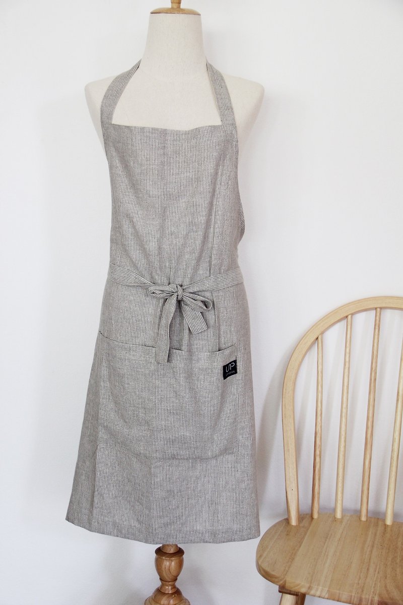 Linen work apron linen apron - ผ้ากันเปื้อน - ผ้าฝ้าย/ผ้าลินิน สีเทา