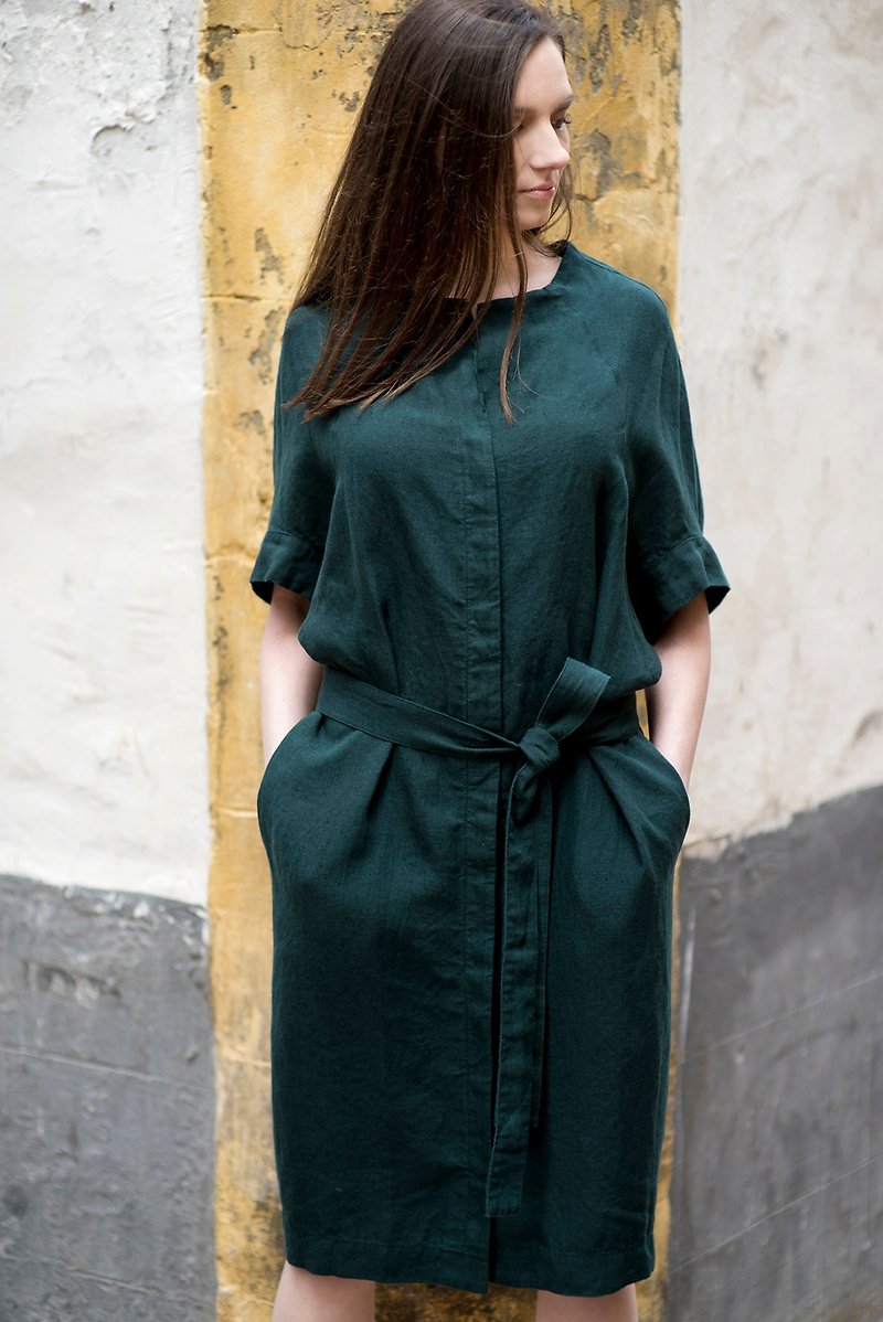 Linen Dress Motumo 16S15 - ชุดเดรส - ลินิน หลากหลายสี
