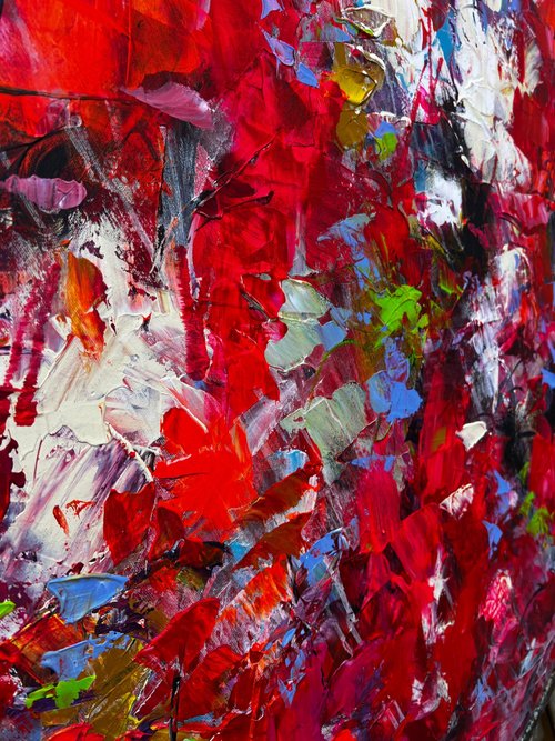 抽象キャンバスアート 大きな赤いアートワーク カラフルな絵画