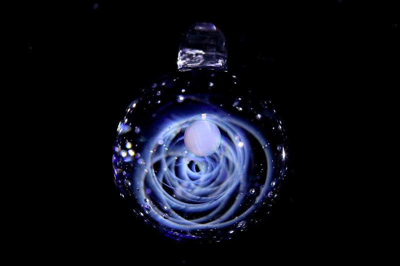 SPIRAL GALAXY petite opal space glass pandant no.809 - สร้อยติดคอ - แก้ว สีน้ำเงิน