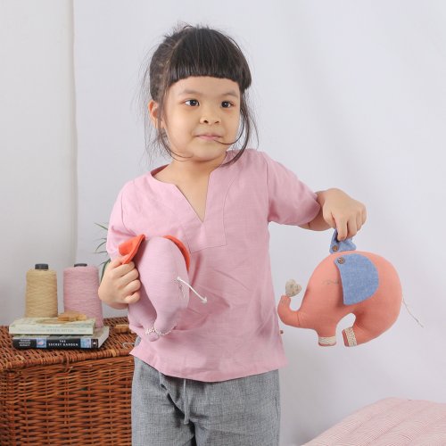 ChiangmaiCotton Kids Unisex Short Sleeves Cotton Rayon Top, Hannah Kids, Pink