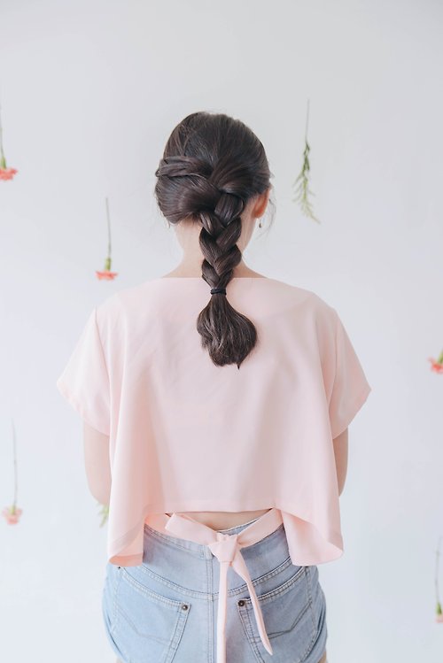 VÏNN Pink High Low Top with Back Ribbon