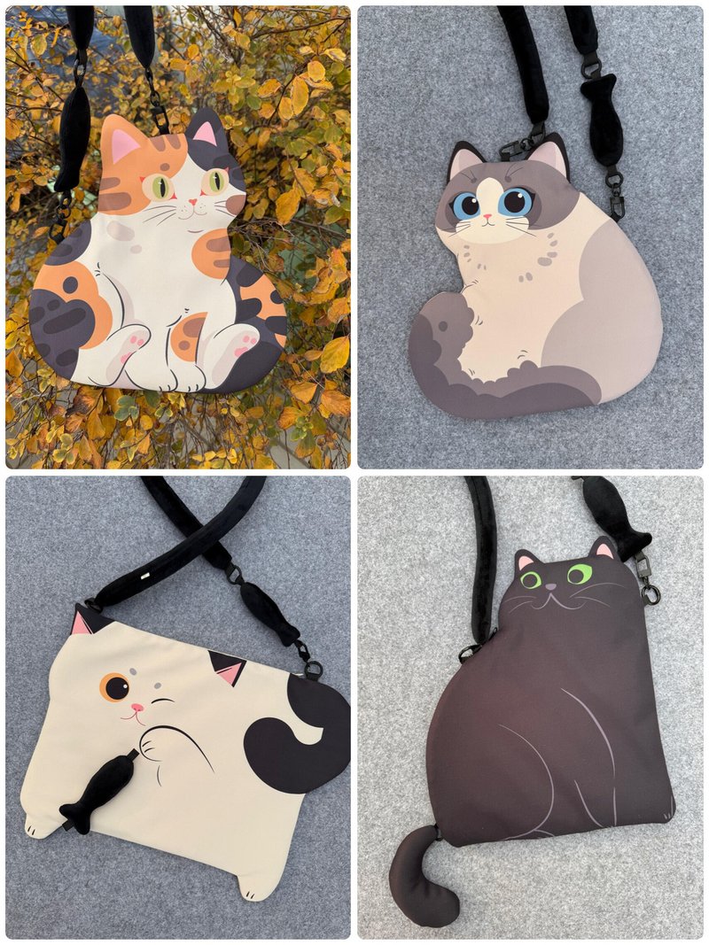 Tortoiseshell cat, Siamese cat, and black cat cute cat bags! - Messenger Bags & Sling Bags - Cotton & Hemp 