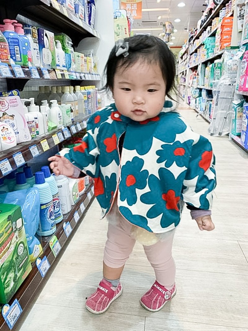 抗風防雨雙面斗篷-訂製 花46vs玫瑰粉 雨衣 風衣 防潑水 北歐披風 - 男/女童外套 - 棉．麻 粉紅色