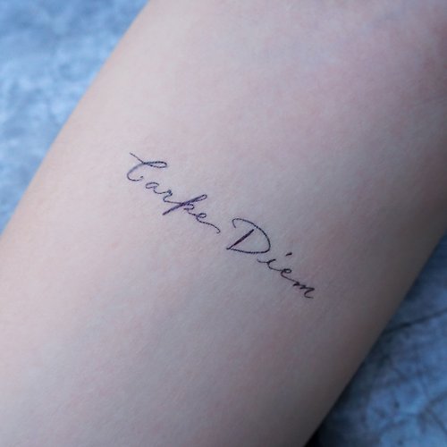 ╰ LAZY DUO TATTOO ╮ LAZY DUO手繪英文字紋身刺青貼紙極簡約生活時間快樂夢想活在當下