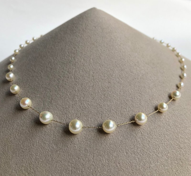 Akoya pearl  necklace station K14 sea  pearl - สร้อยคอ - เครื่องประดับ สีทอง