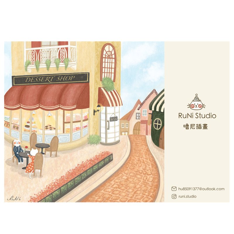 [Illustration of Luni] A romantic afternoon in South France|Postcard - Cards & Postcards - Paper White