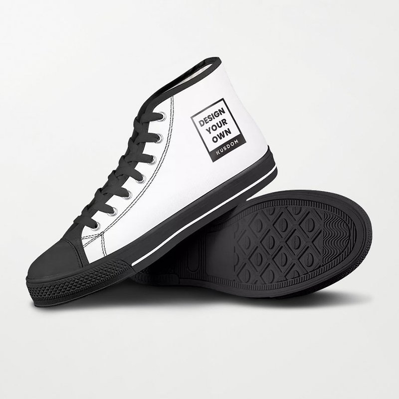 [Customized gifts] black bottom straight canvas shoes│women's shoes/men's shoes/casual shoes/high-top shoes - รองเท้าลำลองผู้ชาย - วัสดุอื่นๆ หลากหลายสี
