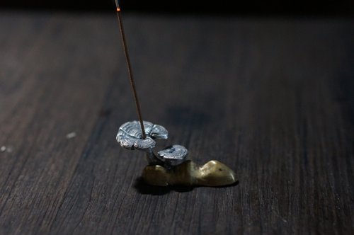 溪山手作 【溪山手作】手工純銀茶靈芝香插工藝擺件鎮紙筆架
