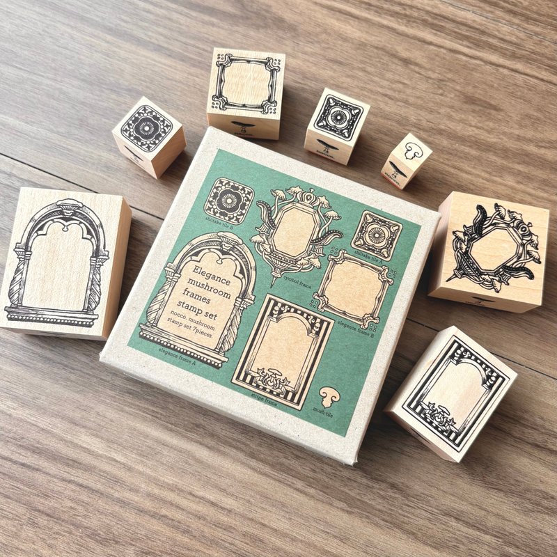 mushroom frame セット/ stamp set/ハンコ,插图邮票,文房具,文具,ステーショナリー,紙もの - 印章/印台 - 橡膠 多色