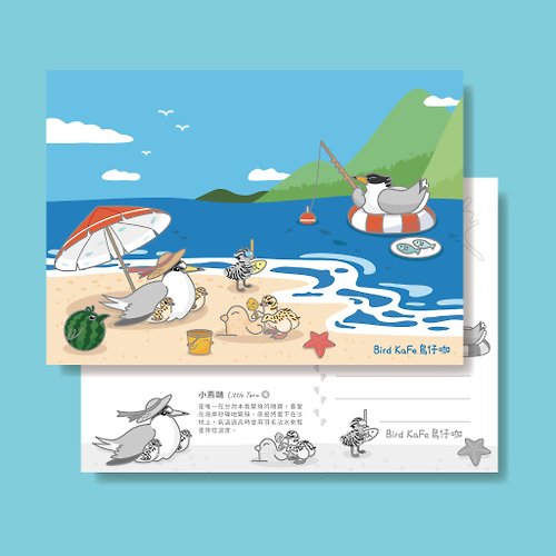 Bird KaFe 鳥仔咖 鳥明信片 | 帶著海鳥寶寶去玩水 | 小燕鷗、黑嘴端鳳頭燕鷗