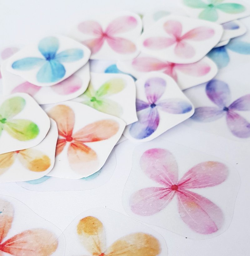 Flowers are all open transparent stickers - สติกเกอร์ - กระดาษ หลากหลายสี