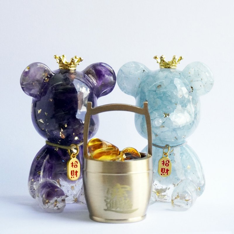 【Hourrae荷萊】招財好運晶熊 水晶擺件 一桶金組合 - 擺飾/家飾品 - 水晶 多色
