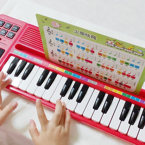 RUNALAND 路納星球x親子知育玩具x互動桌遊 32KEY鼓動音樂電子琴 | 可放平板手機 兒童節禮物