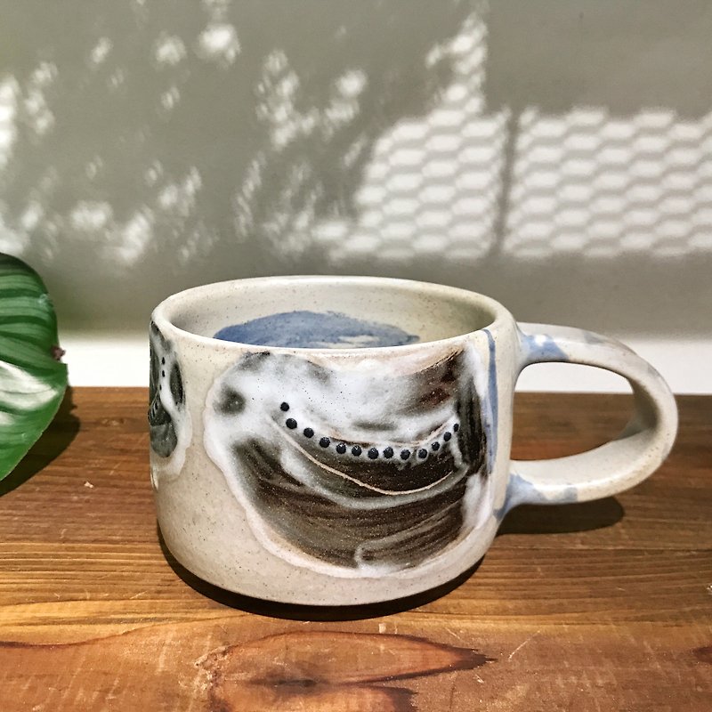 【Wheel Throwing Pottery Mug /coffee cup】Splash Ink Style /Matte - แก้วมัค/แก้วกาแฟ - ดินเผา สีดำ