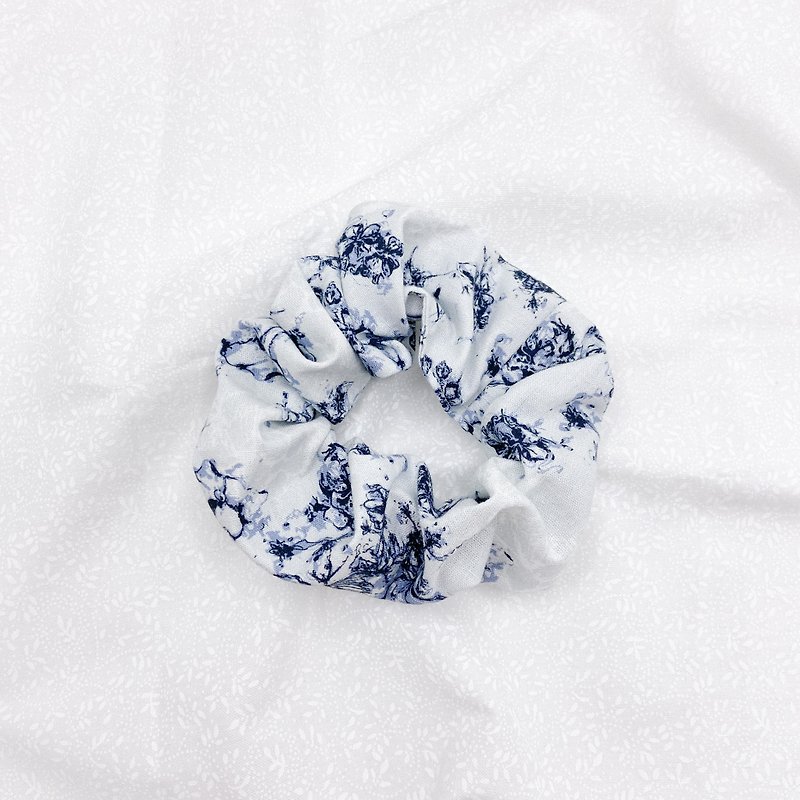 Handmade Original Print Classic Scrunchie - Limoges - Hair Accessories - Cotton & Hemp Blue