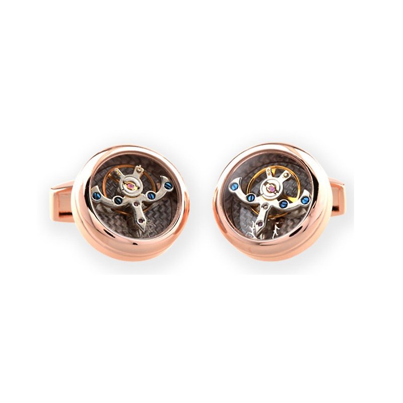 Kings Collection Rose Gold Round Watch Movement Cufflinks KC10046 Gold - Cuff Links - Other Metals Gold