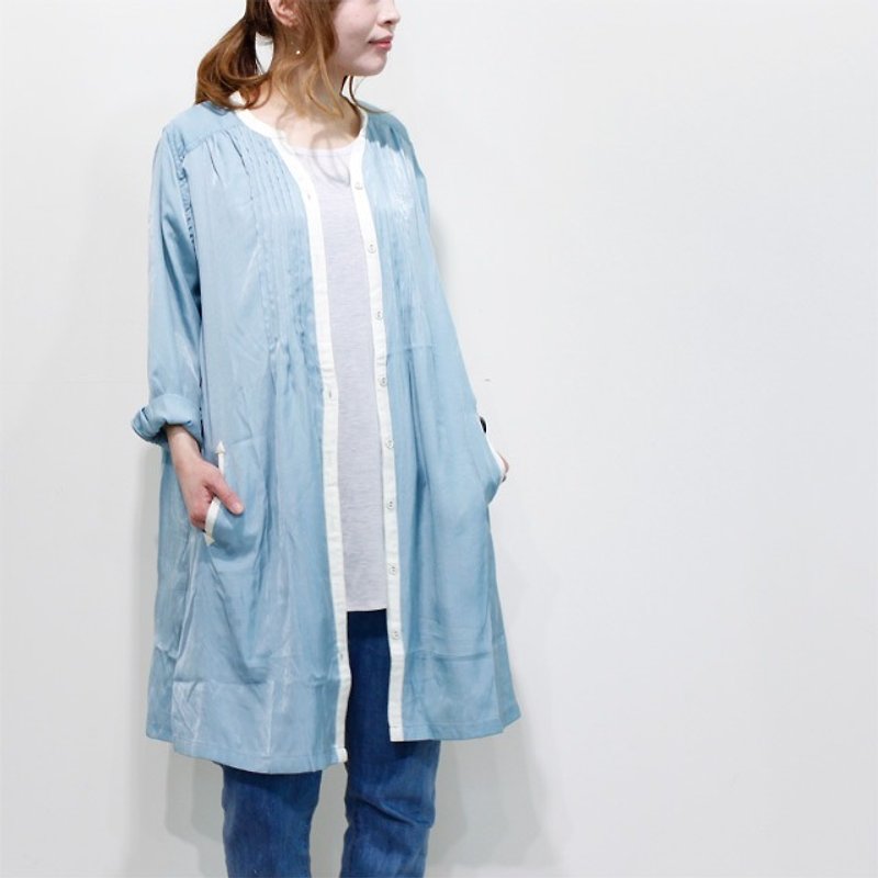 Palette cupramor mixed thick shirt dress - One Piece Dresses - Polyester Blue