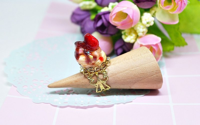 ＊草莓鬆餅＊－黏土x戒指系列－#可愛# #送禮#➪限量X1 - 戒指 - 黏土 粉紅色