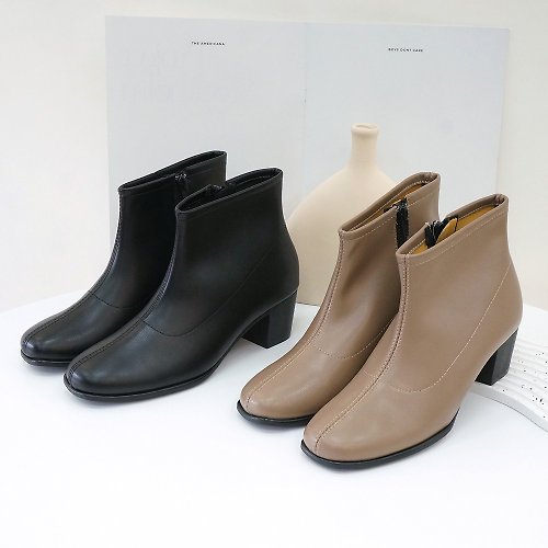 Material瑪特麗歐 【全尺碼23-27】女鞋 靴子 MIT時髦簡約拉鍊短靴 T3896