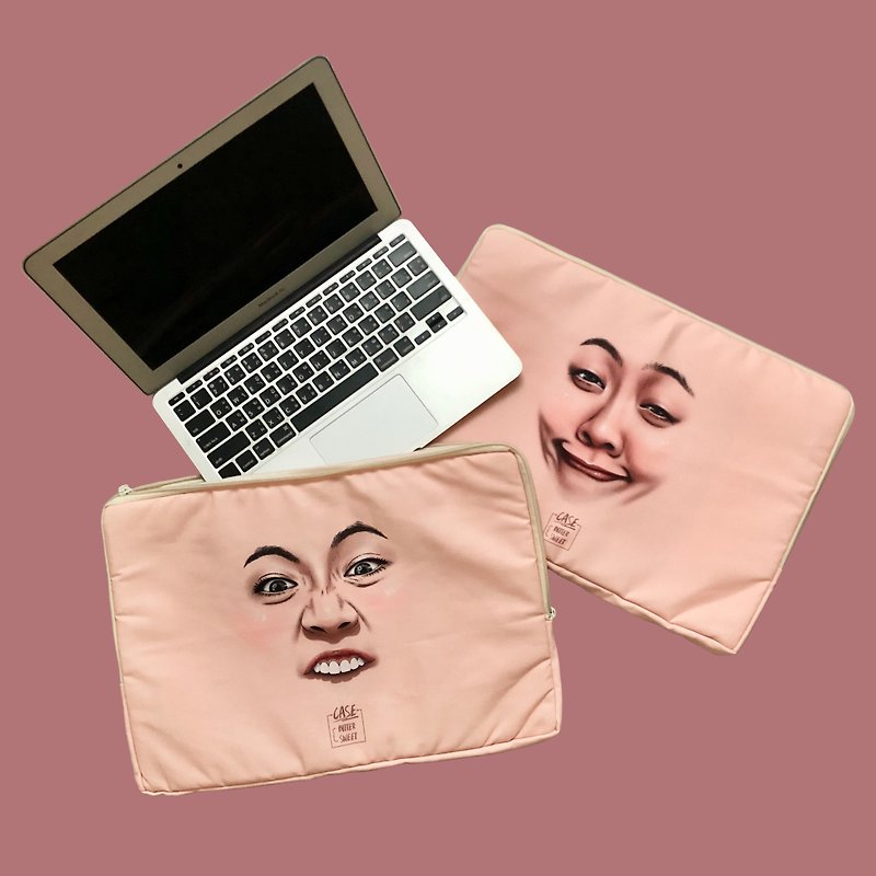 ( made to order ) soft case 15 inch :: face for someone - กระเป๋าแล็ปท็อป - ผ้าฝ้าย/ผ้าลินิน 