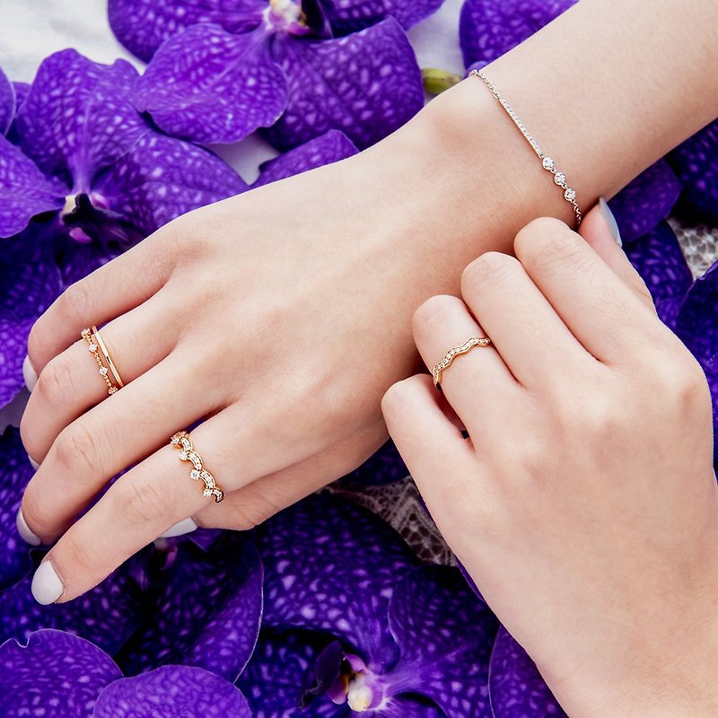 Jinghua Diamond 18K total 0.12 carat halo of love light luxury diamond bracelet - Bracelets - Diamond 