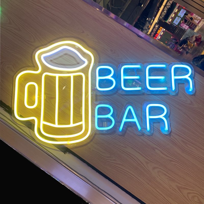 BEER BAR LED Neon Sign for Home Office Party Wall Bar Gym Birthday Holiday - Lighting - Acrylic Transparent