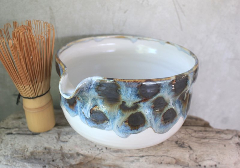 450 ML Matcha Bowl Handmade Tea Bowl Chawan - 花瓶/花器 - 陶 