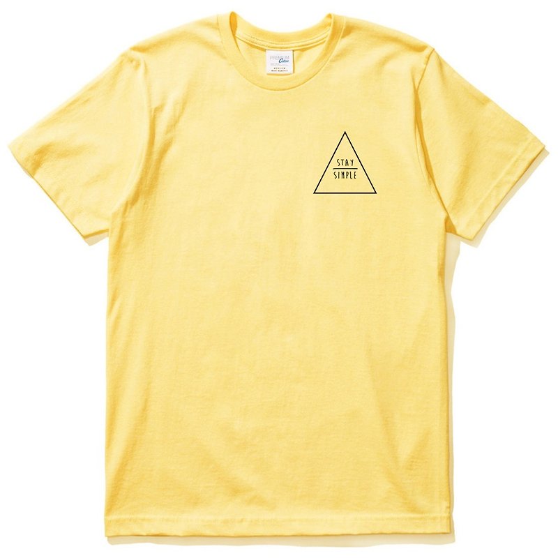 左胸 STAY SIMPLE Triangle 短袖T恤 黃色 保持簡單三角型 幾何 - T 恤 - 棉．麻 黃色