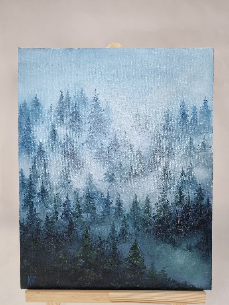 オリジナルの油絵 霧の森の油絵 - ウォールデコ・壁紙 - その他の素材 