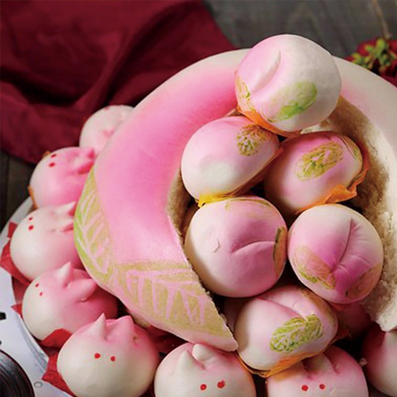 【Heping Longevity Peach】18-inch Animal Mother Peach and Longevity Peach - Cake & Desserts - Other Materials Pink