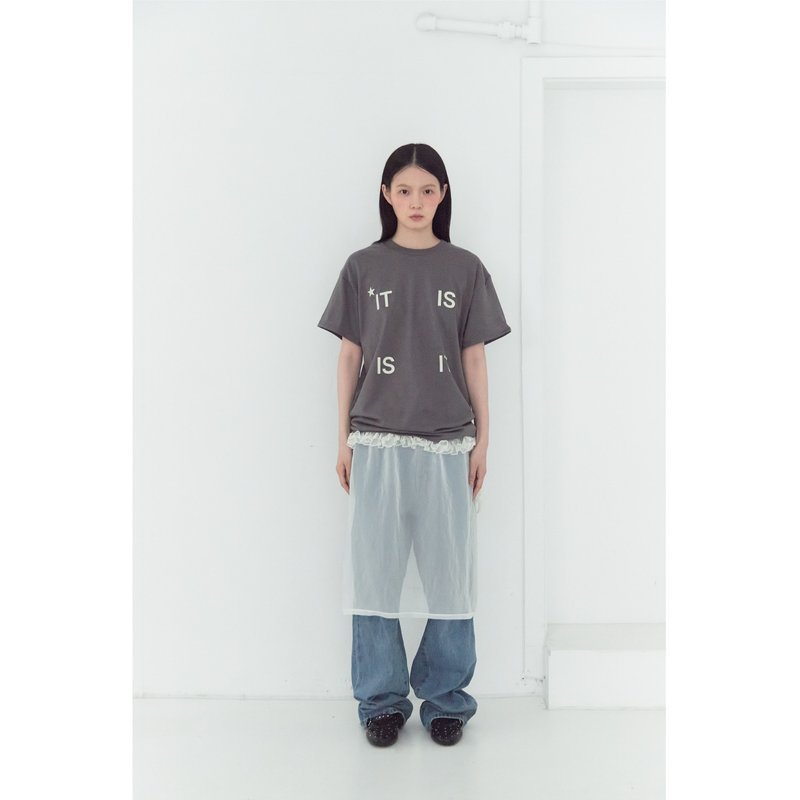 SEE-THROUGH FRILL MIDI SKIRT (CREAM) - 裙子/長裙 - 其他材質 多色